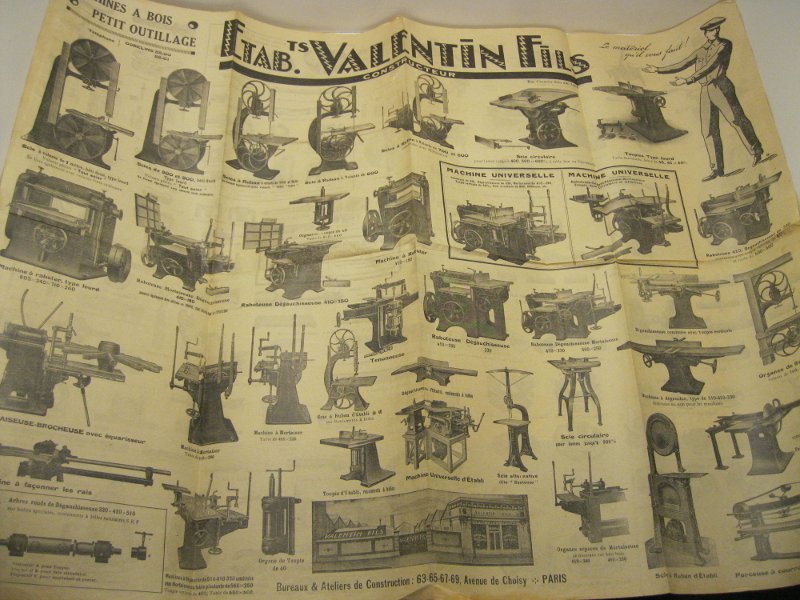 Etab. Valentin Fils. Machines a bois petit outillage
